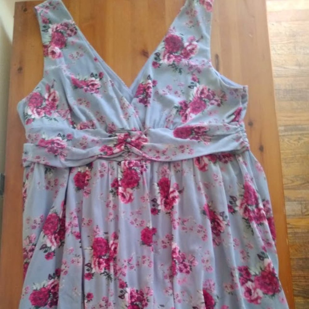Vintage Torrid Dress Gray/Pink Floral Size 3